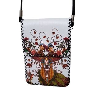Deer and Floral Design Cross Body Bag or Phone Purse